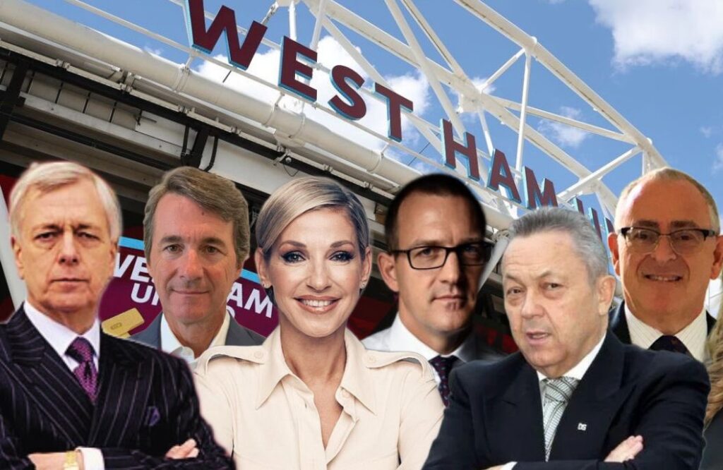 West ham United board of directors in front of the London Stadium
