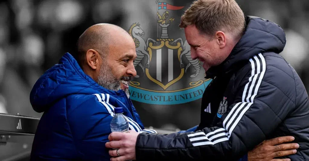 Eddie Howe shakes hands with Nuno