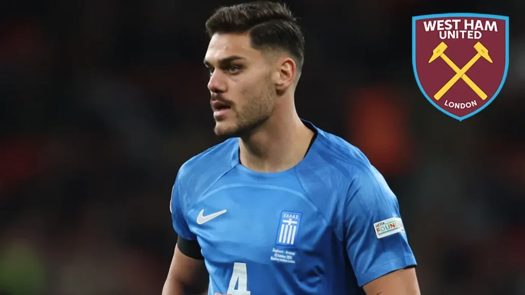 West Ham defender Konstantinos Mavropanos in action for Greece’s Nations League fixtures