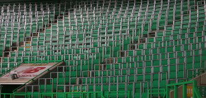 Rail seats from front looking up