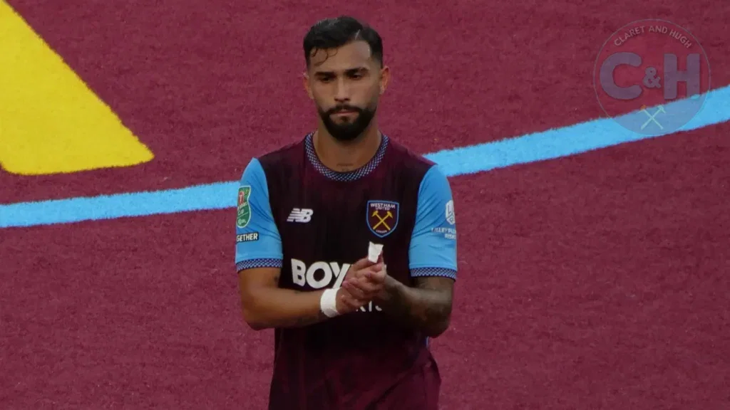 Taty Castellanos celebrates for West Ham against Portsmouth at the London Stadium.