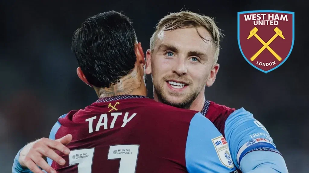 Bowen and Taty celebrate after scoring for West Ham