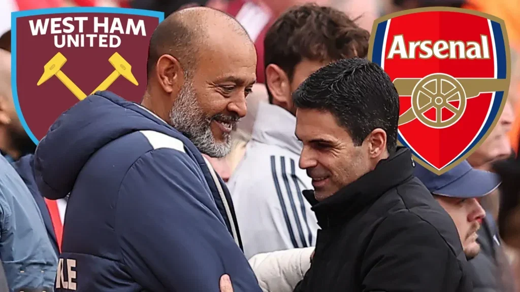 Nuno Espirito Santo greets Mikel Arteta