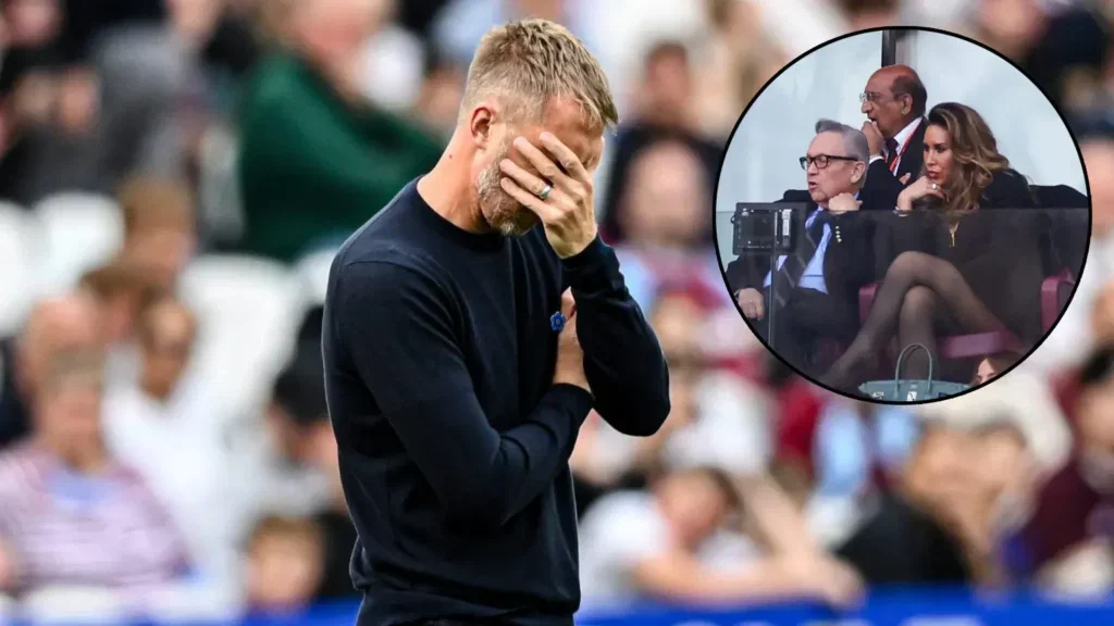 Graham Potter holds his head in his hands