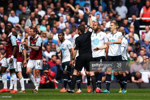 during the Barclays Premier League match between West Ham United and Tottenham Hotspur at Boleyn Ground on May 3, 2014 in London, England.